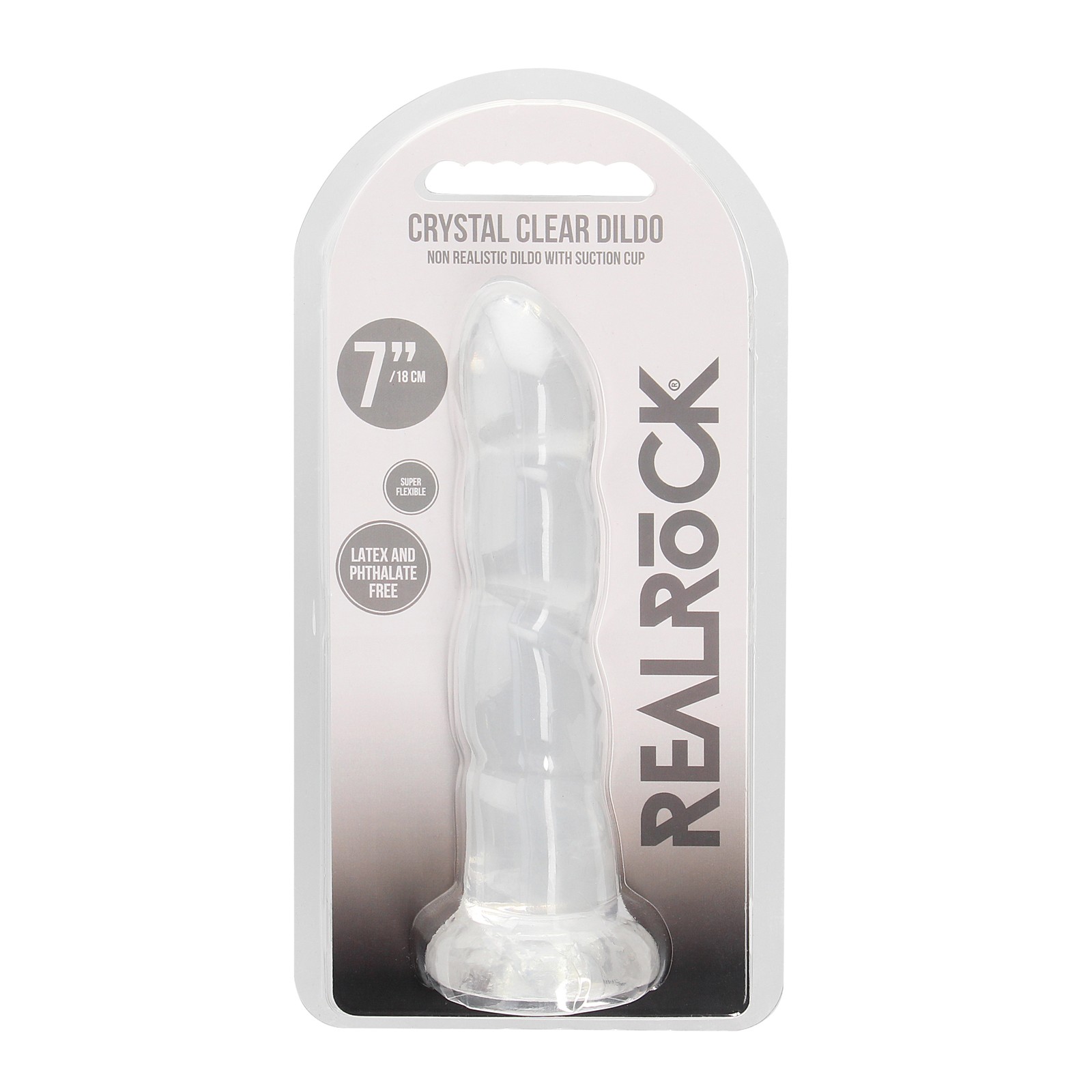 Shots RealRock Dildo Rizado Transparente de 7 Pulgadas - Placer Transparente