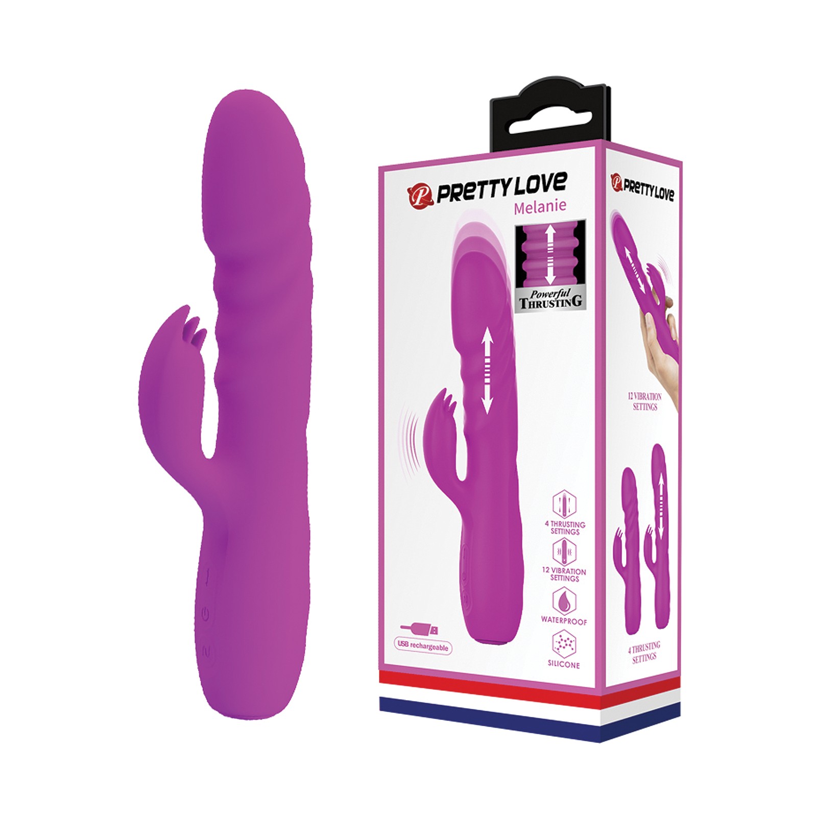 Pretty Love Melanie Thrusting Rabbit Vibrator Fuchsia