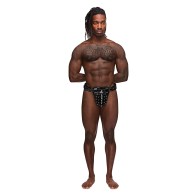 Leather Taurus Adjustable Buckle Thong - Black O/S