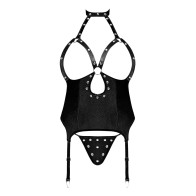 Corset Cupless Lust Mistress con Collar Choker de Velcro