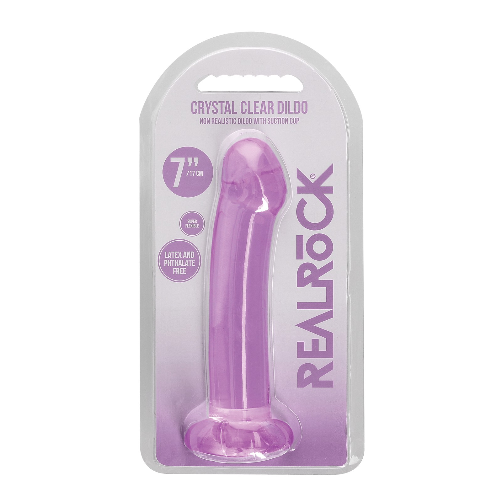 Dildo Shots RealRock Transparente de 7" - Morado