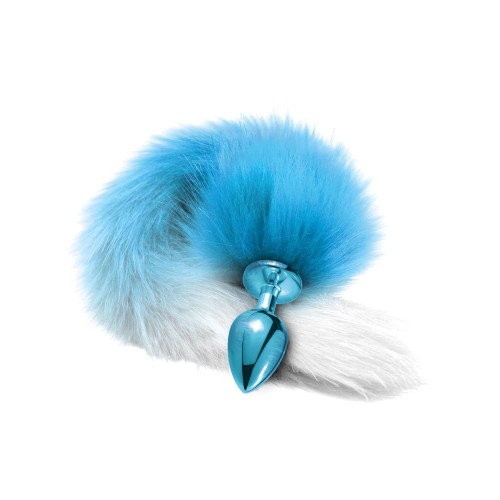 Nixie Metal Butt Plug with Faux Fur Tail Blue Metallic