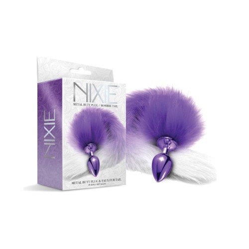 Nixie Metal Butt Plug with Ombre Tail - Purple