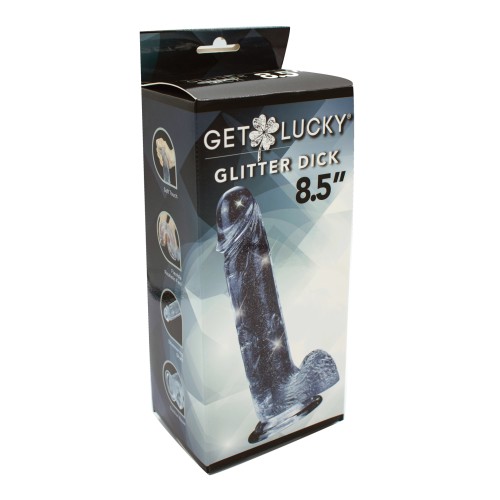 Get Lucky 8.5" Real Skin Glitter Dick - Clear