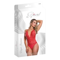 Risqué Business Lace and Mesh Teddy Red LXL