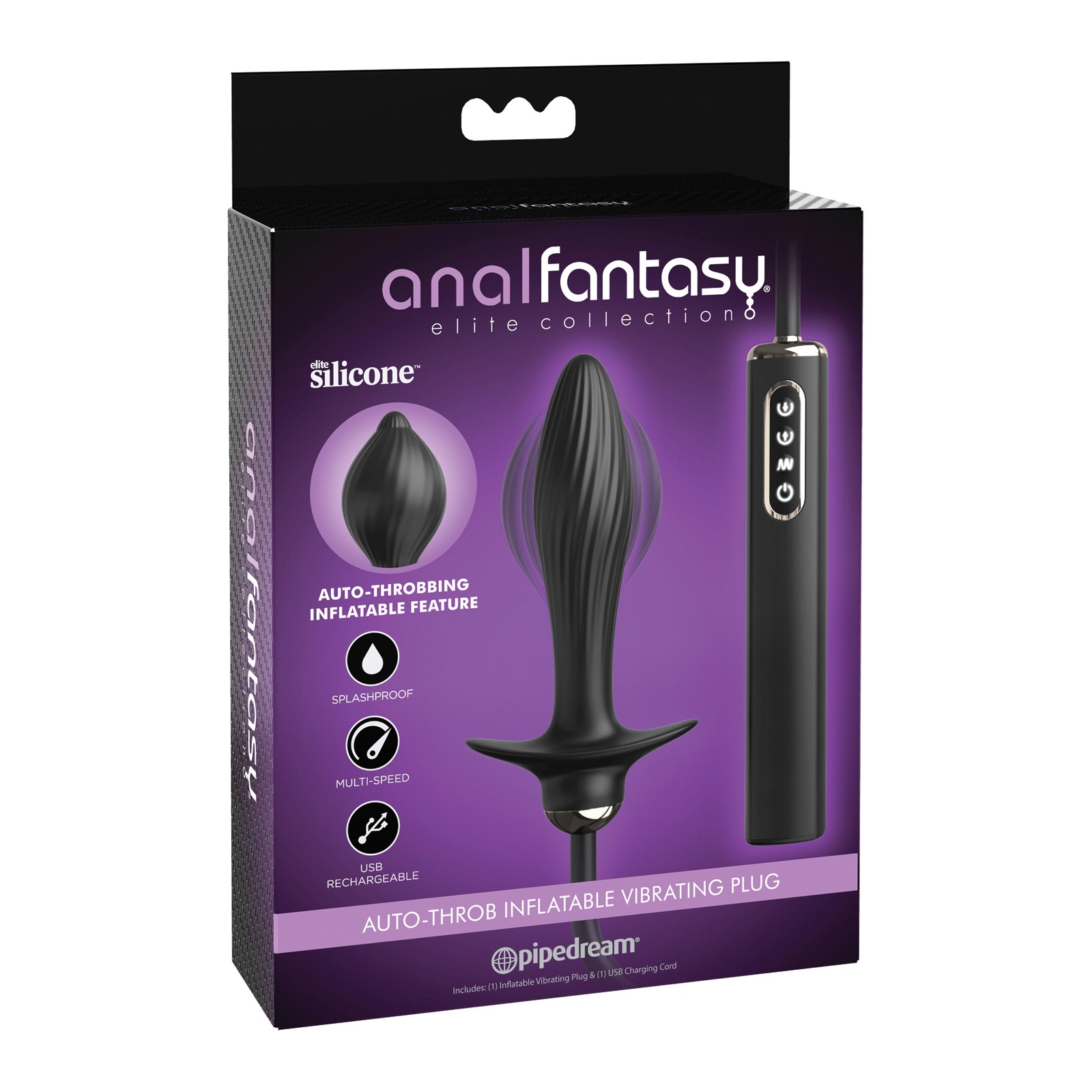 Anal Fantasy Elite Auto Throb Inflatable Plug Black