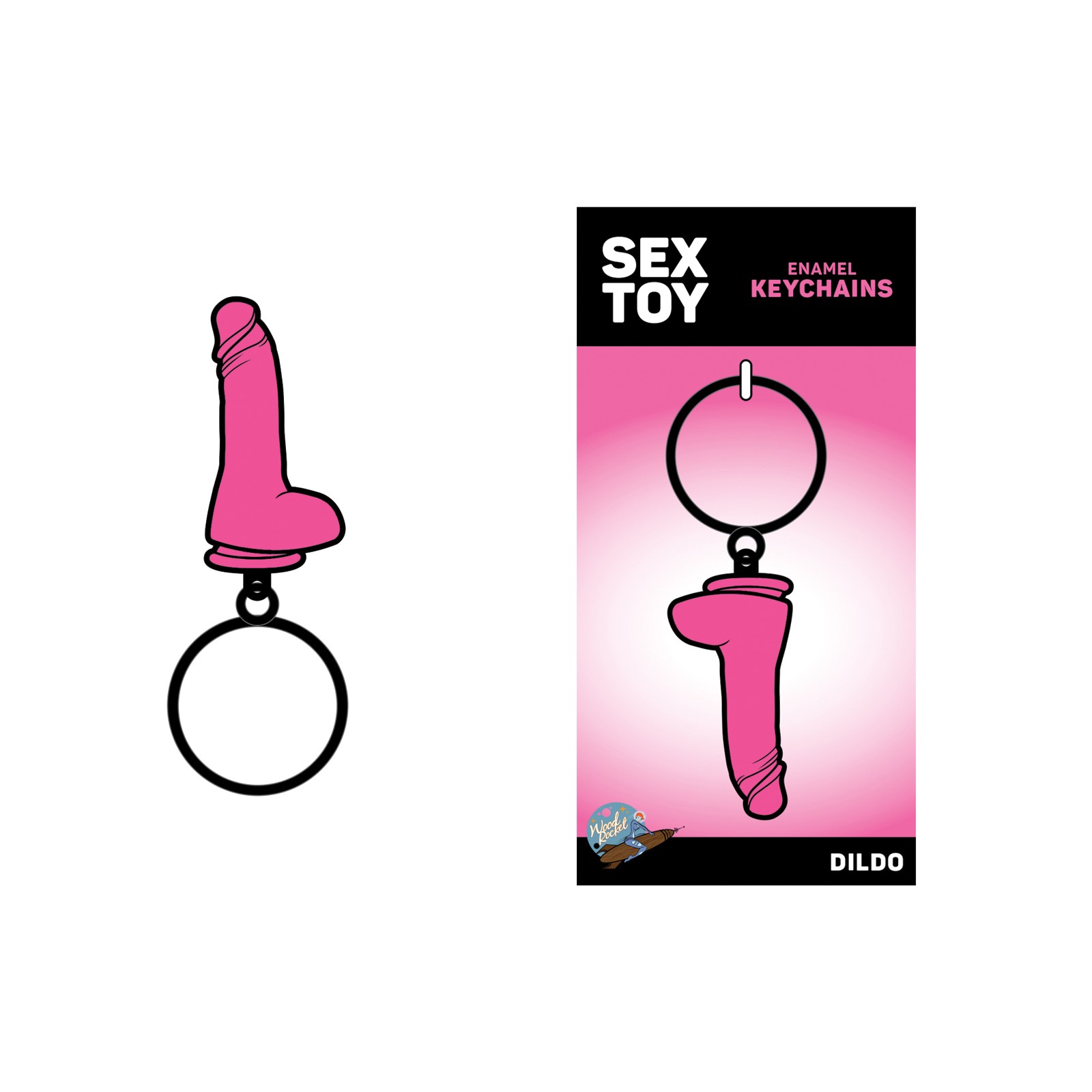 Wood Rocket Pink Dildo Keychain Novelty Accessory