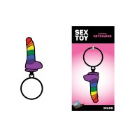 Wood Rocket Sex Toy Pride Dildo Keychain - Rainbow