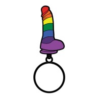 Wood Rocket Sex Toy Pride Dildo Keychain - Rainbow