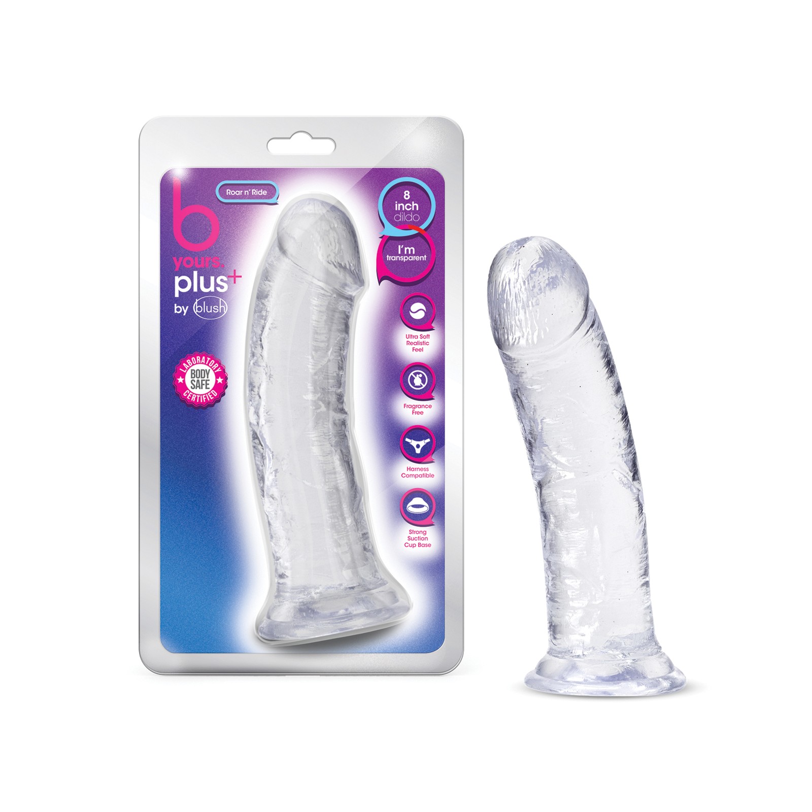 B Yours Plus 8" Roar n Ride Clear Dildo