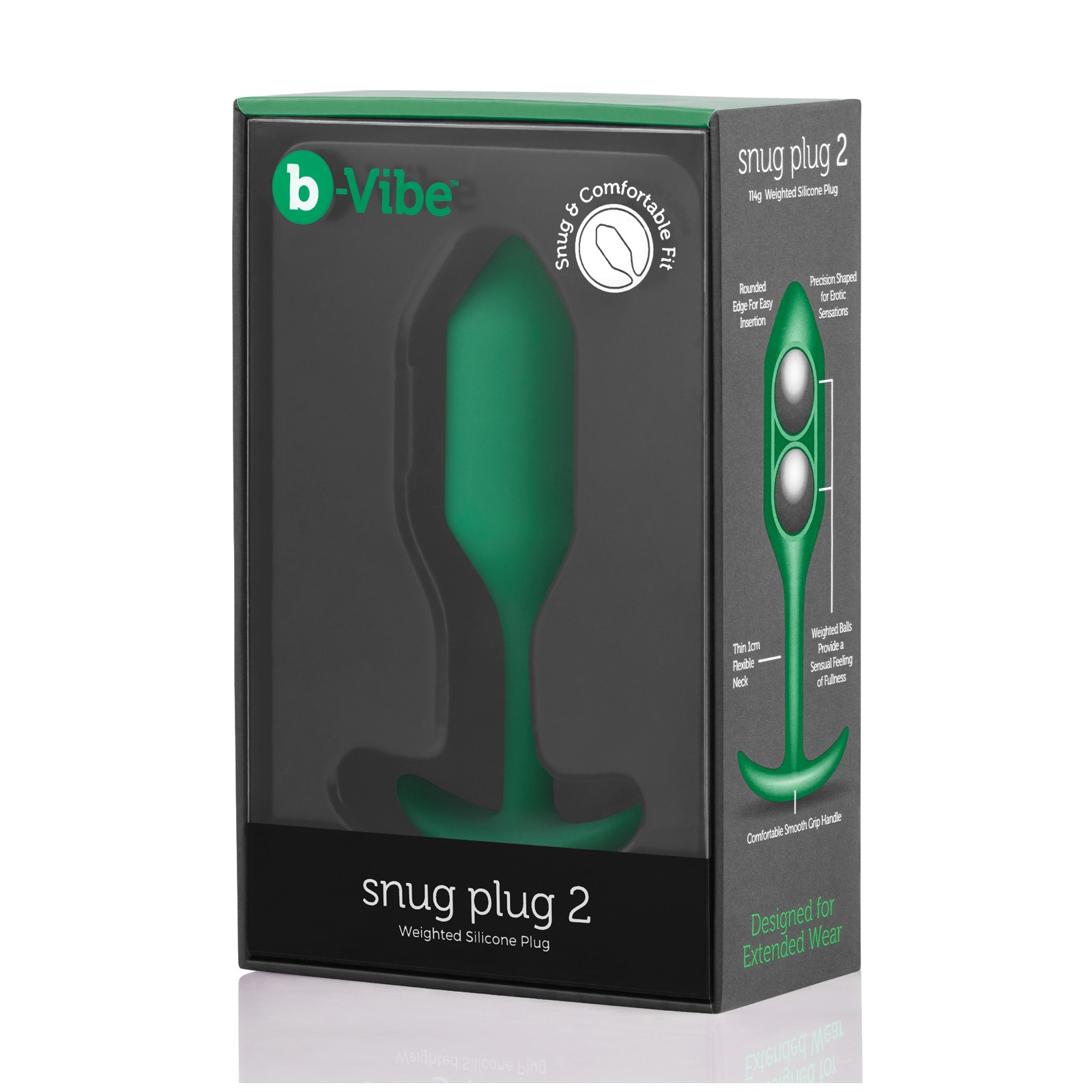 b-Vibe Weighted Snug Plug 2 Green - Sensual Fullness