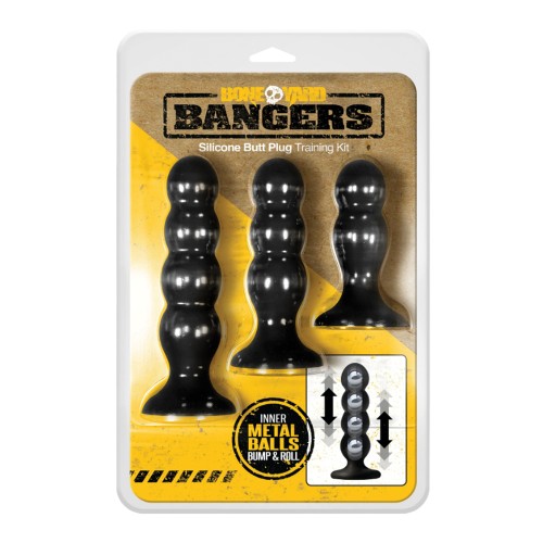 Boneyard Bangers Silicone Butt Plug Training Kit Black