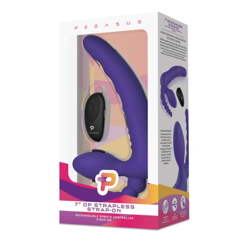 Strap-On Strapless Pegasus de 7" Púrpura con Control Remoto