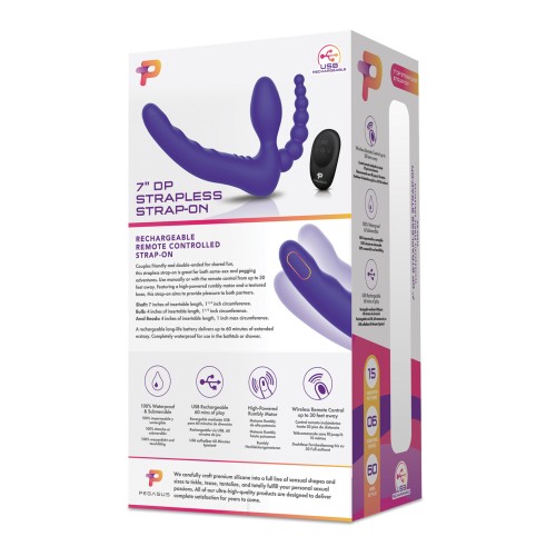 Pegasus Strapless Strap On 7 Inch Purple with Remote Control