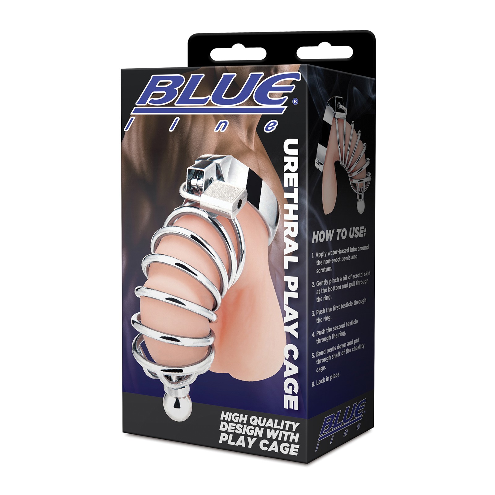 Enhance Pleasure with Blue Line Urethral Play Cage - Silver