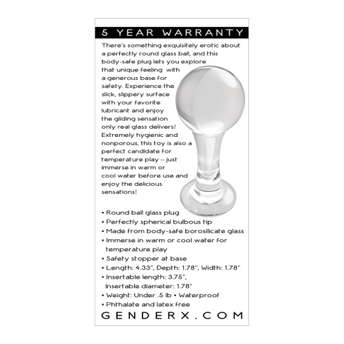 Gender X The Baller Clear Glass Plug