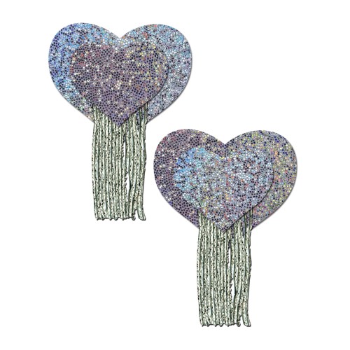 Pastease Silver Glitter Heart Pasties Tassels