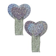 Pastease Silver Glitter Heart Pasties Tassels