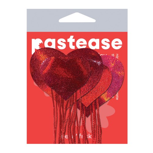 Pastease Holographic Heart Nipple Pasties - Red