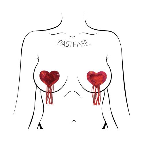 Pastease Corazones Holográficos de Nipple Pasties - Rojo