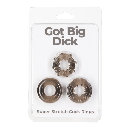 Pack de 3 Anillos para el Pene Got Big Dick - Negro