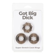 Got Big Dick 3 Pack Cock Rings - Black