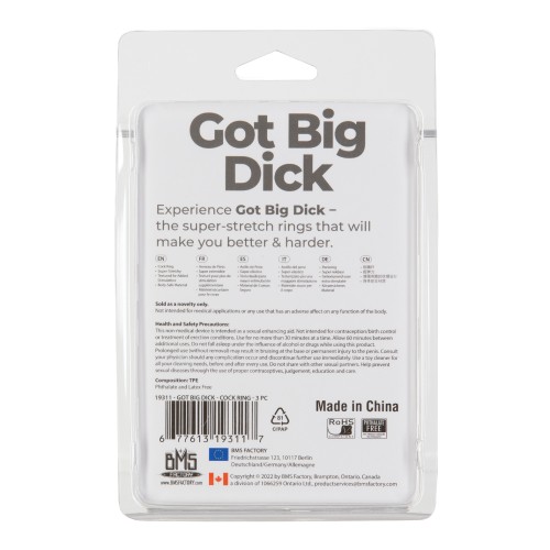 Pack de 3 Anillos para el Pene Got Big Dick - Negro