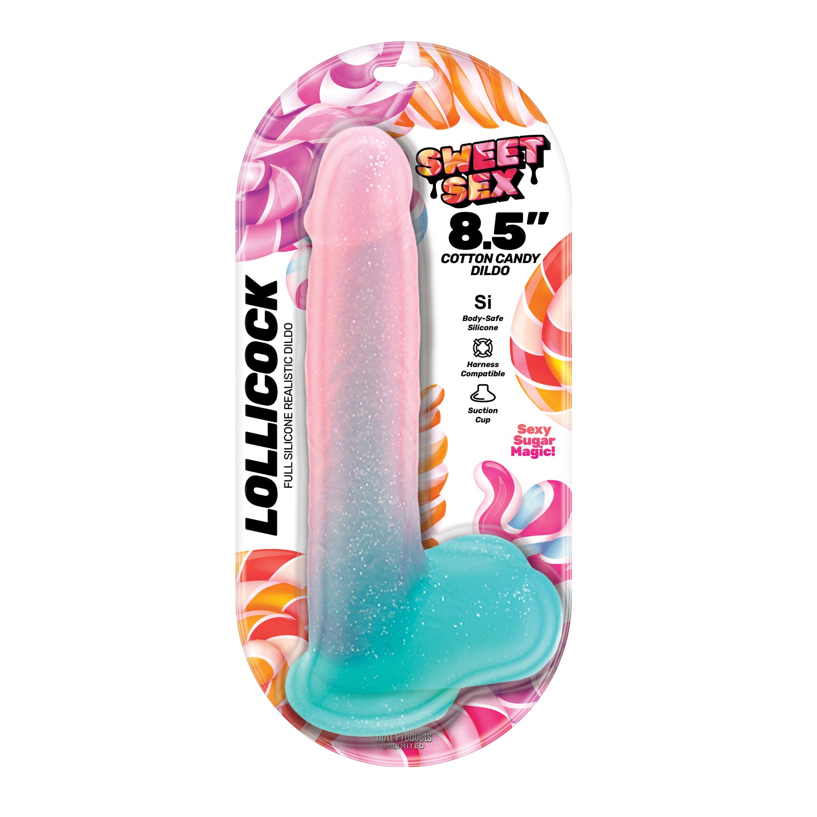 Dildo Lollicock de Algodón de Azúcar 8.5" Sweet Sex - Multicolor