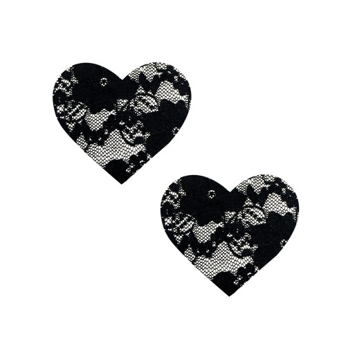 Neva Nude Lace Heart Pasties Black O/S