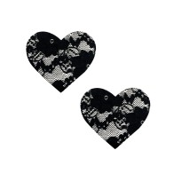 Neva Nude Lace Heart Pasties Black O/S