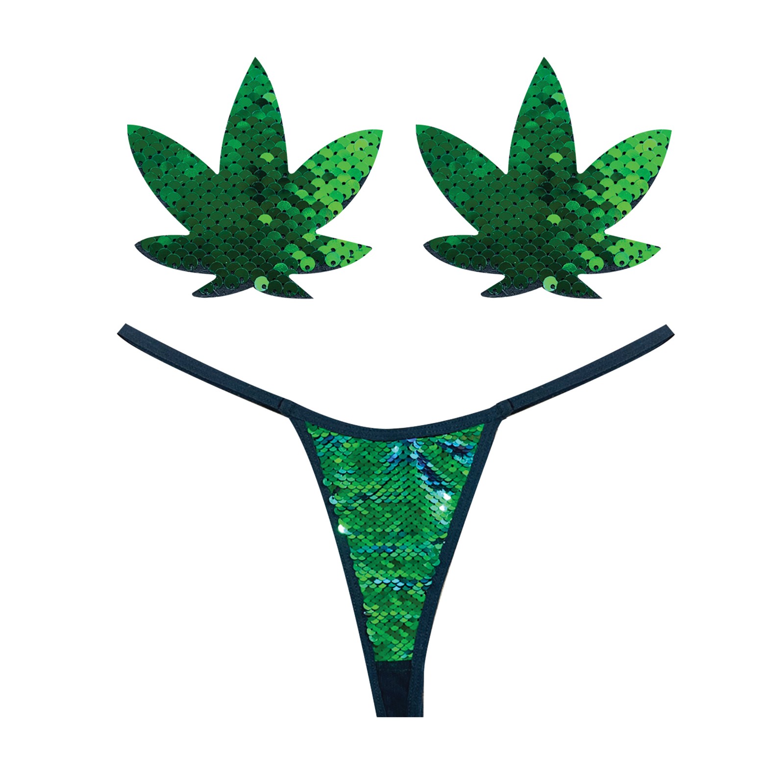 Neva Nude Naughty Knix con Pasties de Hoja de Marihuana