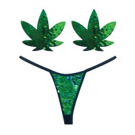 Neva Nude Naughty Knix con Pasties de Hoja de Marihuana