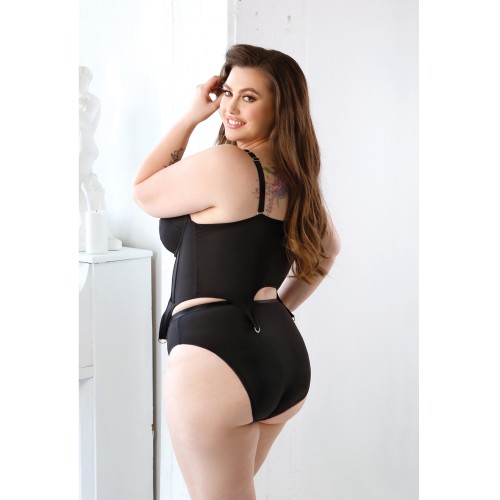 Curve Sloan Cropped Bustier Top & Panty - Black 1X/2X