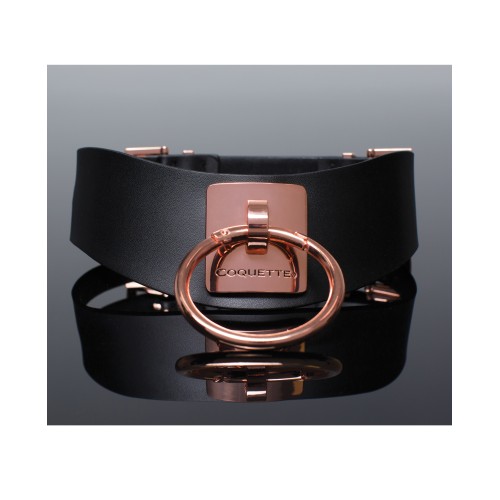 Pleasure Collection Adjustable Collar - Black/Rose Gold