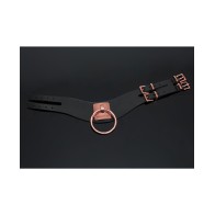 Pleasure Collection Adjustable Collar - Black/Rose Gold