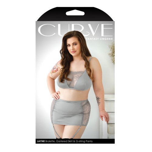 Curve Layne Lace Microfiber Bralette Set Gray