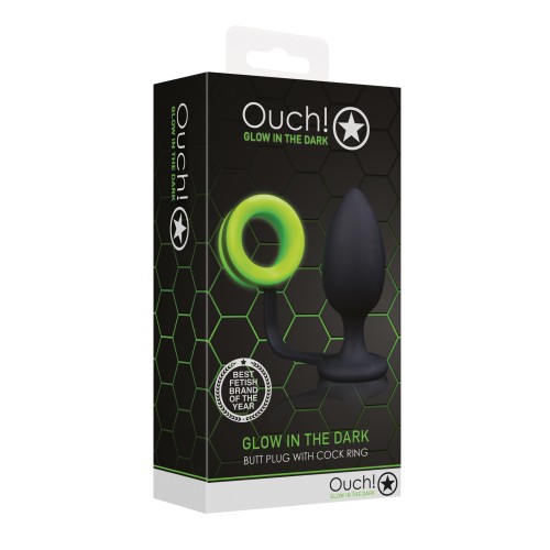 Ouch Butt Plug with Cock Ring Glow in the Dark