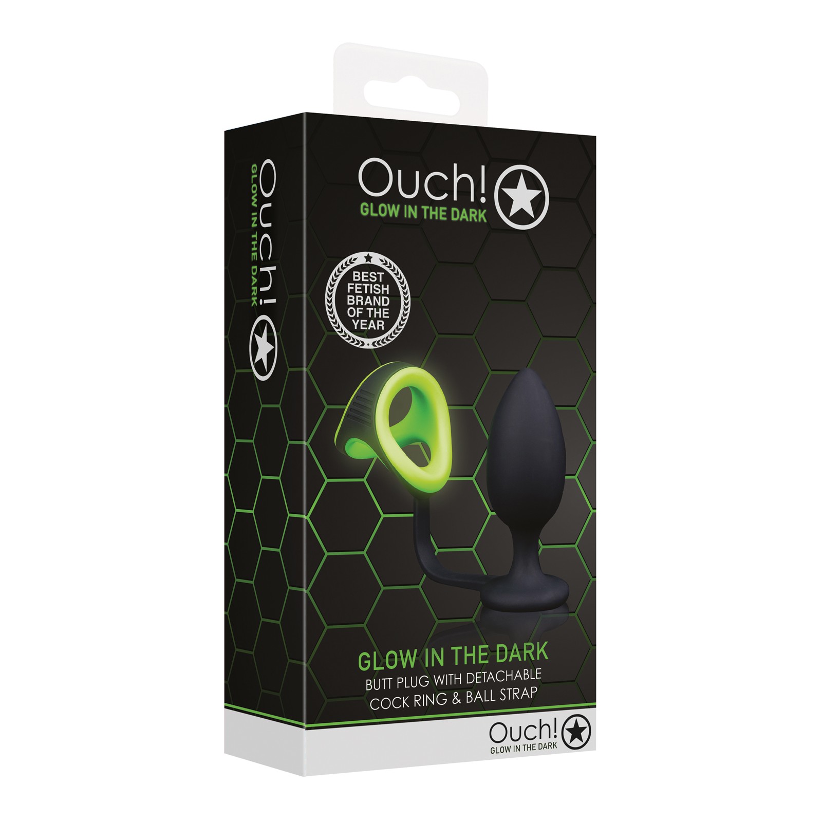 Shots Ouch Glow in the Dark Butt Plug with Cock Ring