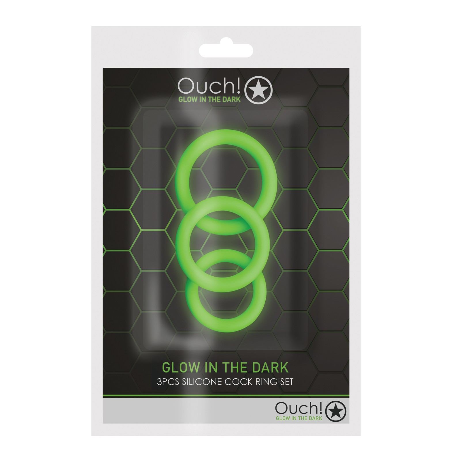 Set de Anillos para el Pene Ouch 3 Piezas que Brillan en la Oscuridad