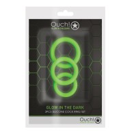 Set de Anillos para el Pene Ouch 3 Piezas que Brillan en la Oscuridad