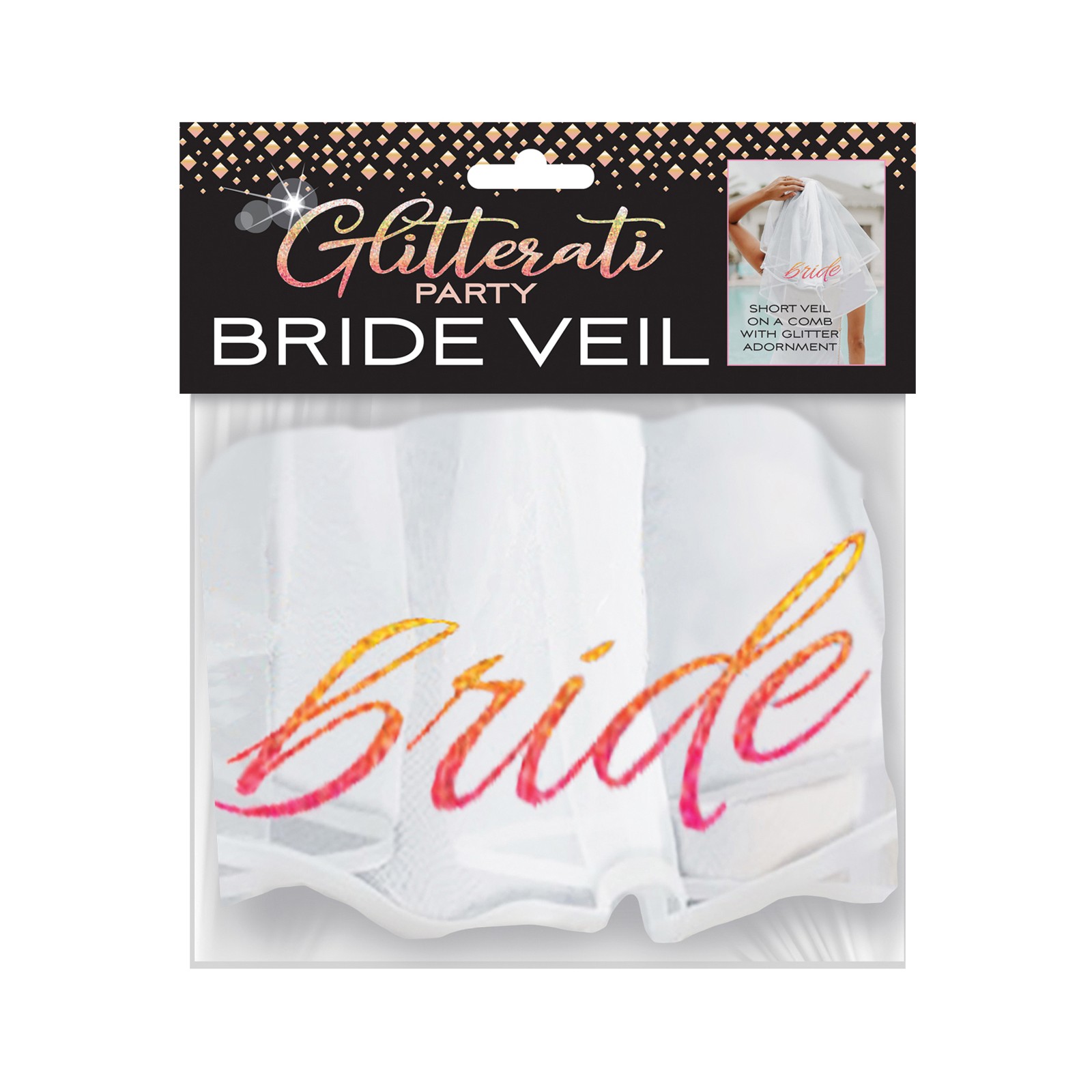 Glitterati Bride Veil - Elegant Rose Gold and White