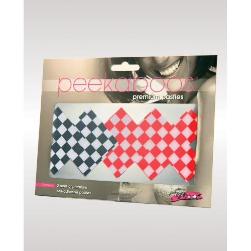 Peekaboos Pasties a Rayas Negro Rojo