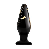 Secret Kisses 4.5 Inch Handblown Glass Plug Black Gold