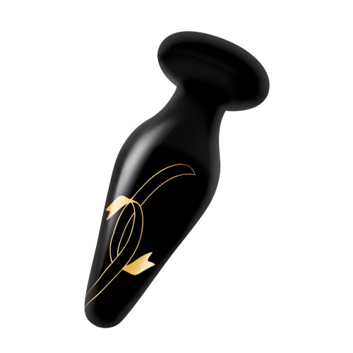 Plug de Vidrio Ancho Handblown 4.5 Pulgadas Secret Kisses Negro Dorado