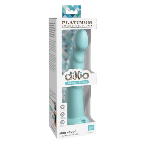 Dillio Platinum 7" Slim Seven Dildo de Silicona - Verde Teal