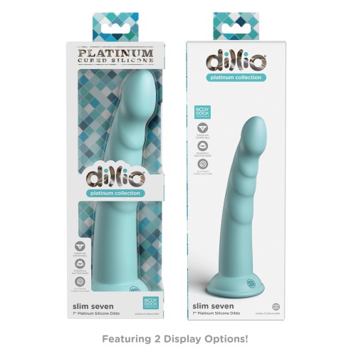 Dillio Platinum 7" Slim Seven Dildo de Silicona - Verde Teal