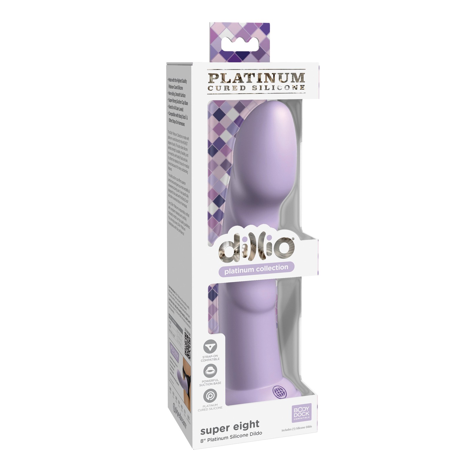 Dillio Platinum 8" Super Eight Silicone Dildo Purple