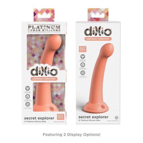 Dillio Platinum Dildo Silicona 6 Pulgadas Explorador Secreto Durazno