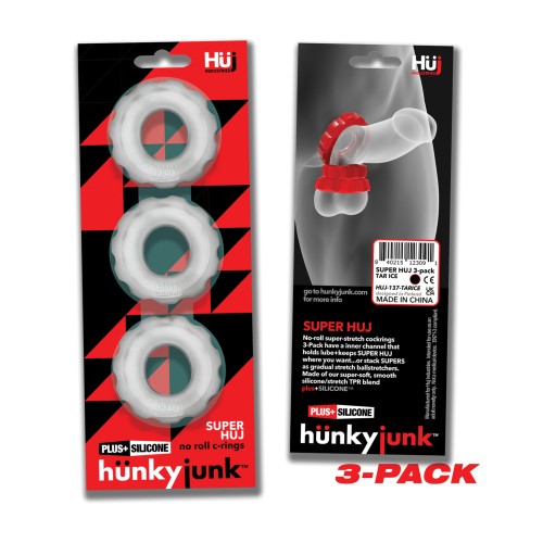 Hunky Junk Super Huj Cockrings - Clear Ice 3 Pack