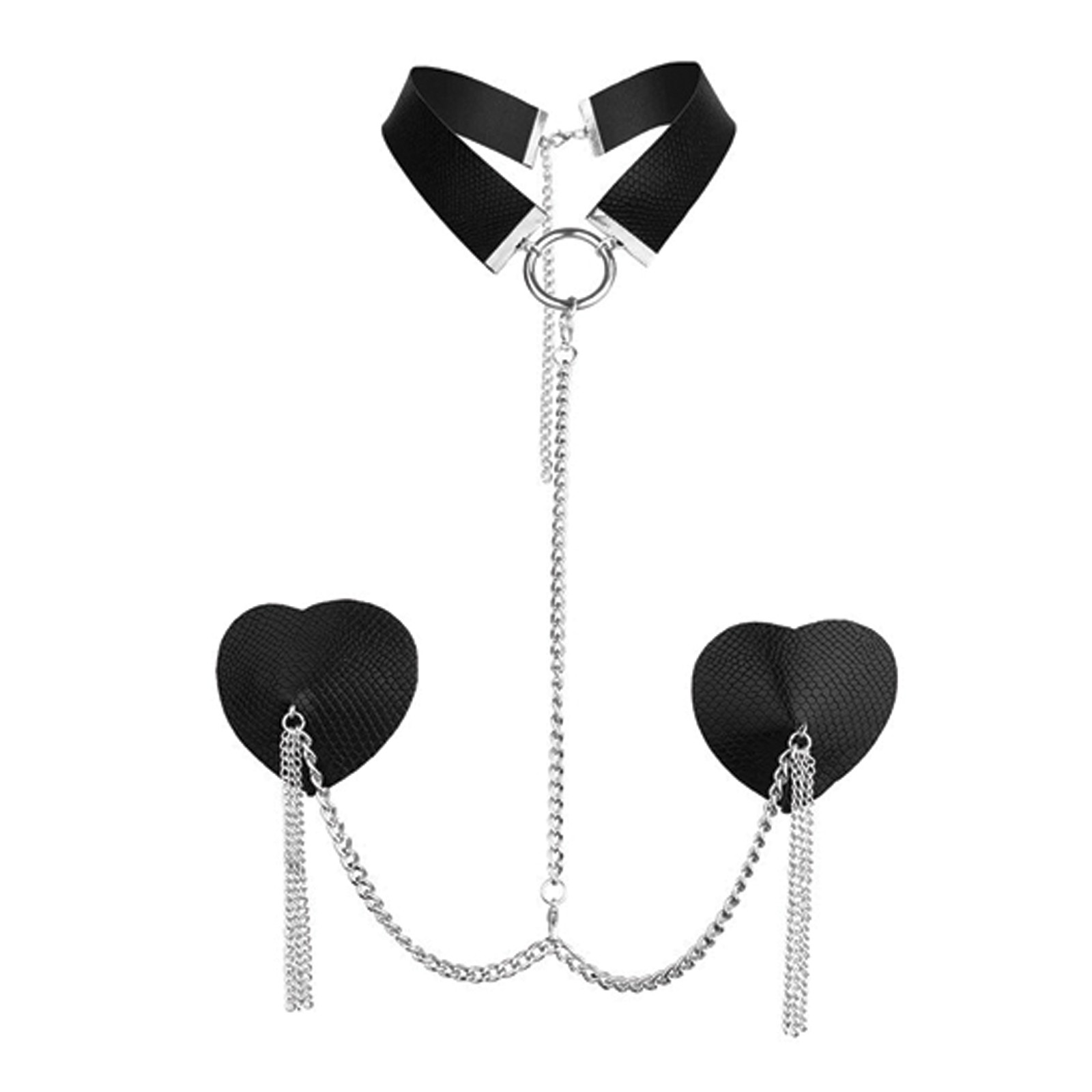 Collar de Cuero Dominatrix Nipplicious y Pasties - Negro